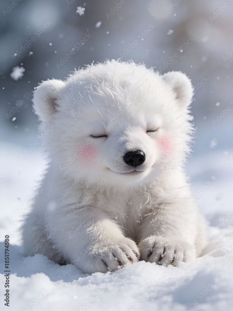 Fototapeta premium Adorable Arctic Bear Baby With Soft Fur Texture