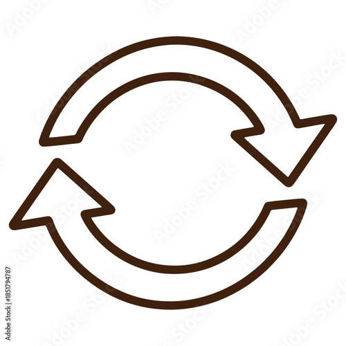 Brown circular arrow icon representing recycling or cycle suitable for ecofriendly or business concepts