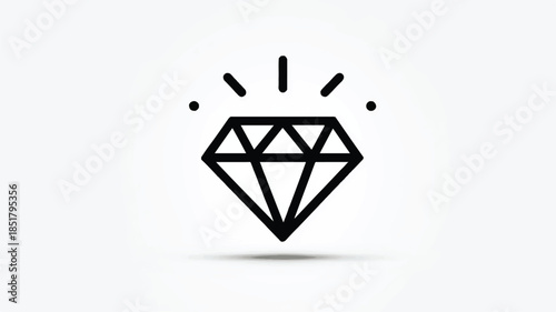 Diamond icon with sparkle effect on white background