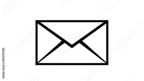 Email Message Line Icon Black and White Minimal Vector