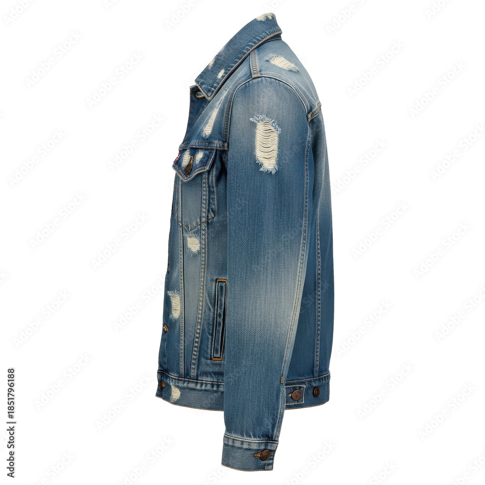 Fototapeta premium Ripped Denim Jacket Side View