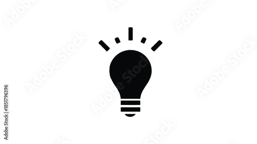 light bulb icon with rays on transparent background