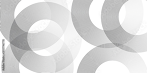 White geometric abstract background overlap layer on bright space with lines effect decoration. Modern graphic design element circles style concept for banner,