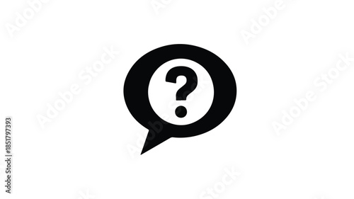 Question mark symbol in speech bubble icon on white background