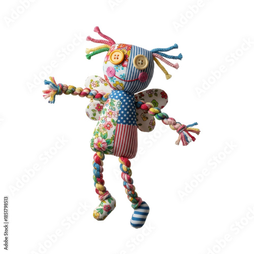 Rag Doll Colorful Handmade Toy Isolated