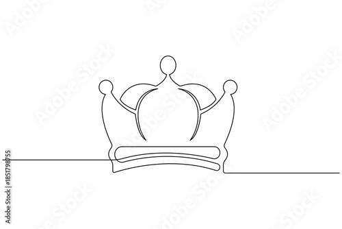 Crown continuous one line drawing minimalist art for royal logo design on white background