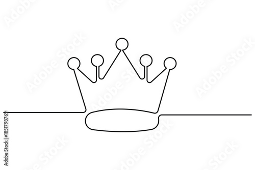 Crown continuous one line drawing minimalist art for royal logo design on white background