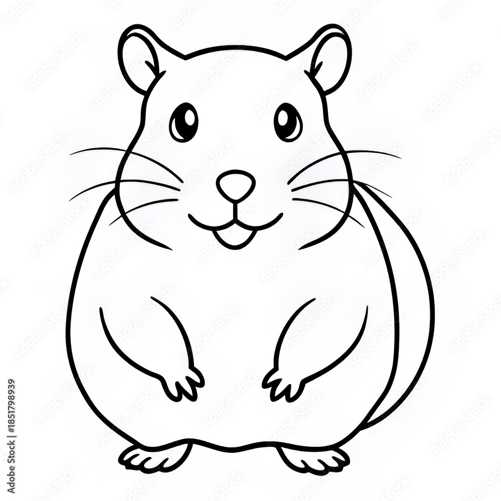 Fototapeta premium simple hamster outline minimal vector art