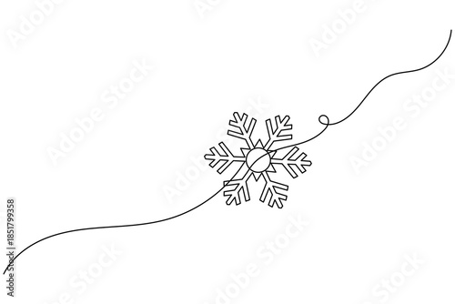 Minimalist Snowflake One Line Art with Decorative Loop for Modern Christmas Aesthetics