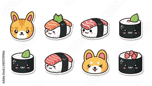 Set of funny cartoon animals and Easter eggs featuring a cute vector collection of a cat, dog, bear, rabbit, and fox character illustrations for a fun pet art design