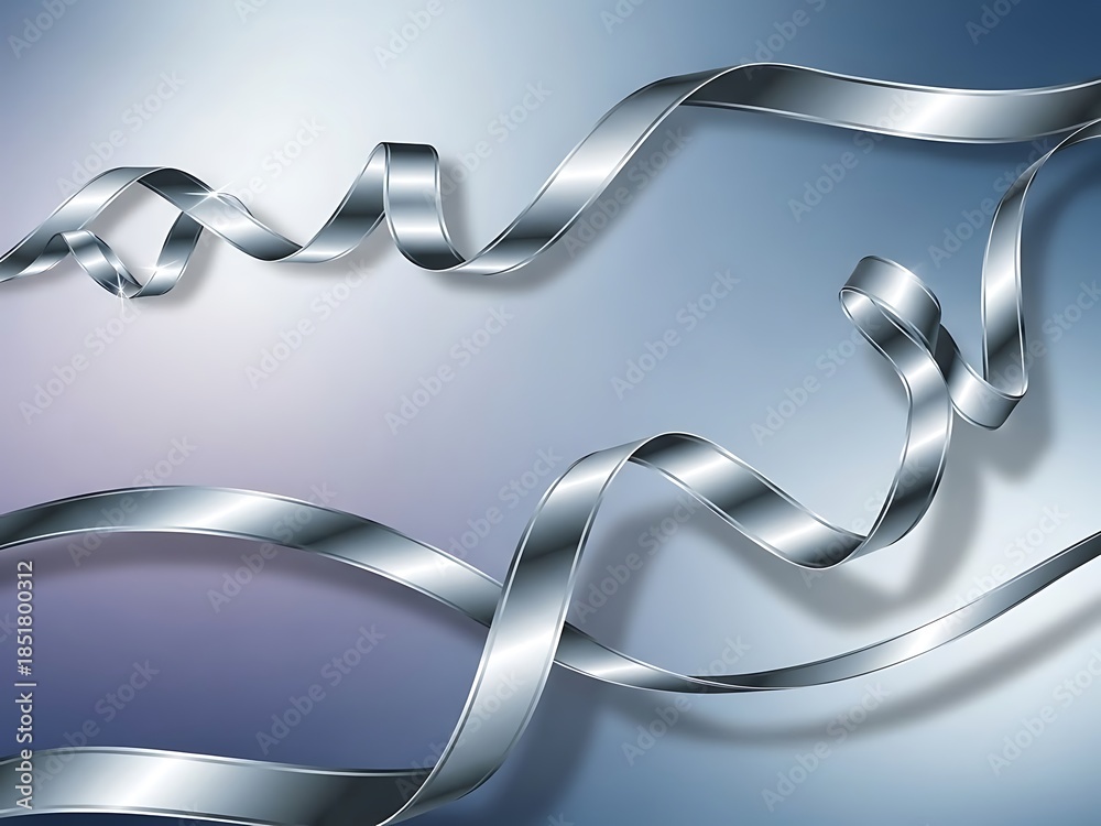 Naklejka premium Serpentine chrome ribbons gracefully intertwined on a soft color gradient