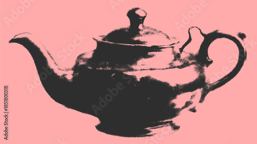 Vintage teapot in black silhouette vector illustration. Simple design showcasing kitchenware as a decorative object.