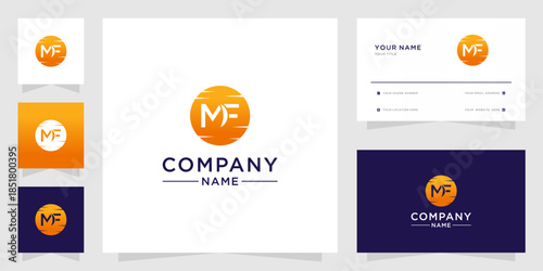 MF letter logo with beautiful moon design
