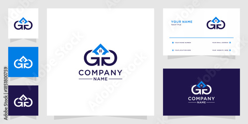 GG letter logo with house design in the middle