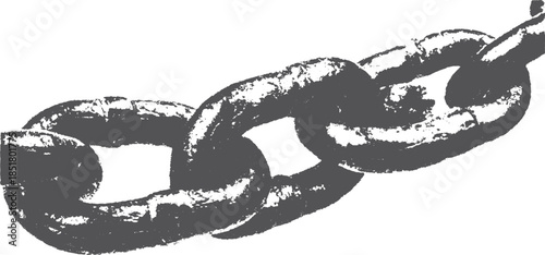 Metal chain link with a textured black finish. This vector illustration emphasizes durability and strength in a simple design.