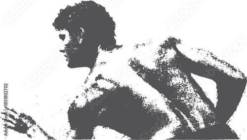 Dynamic running figure in black and white vector illustration. This energetic design showcases movement and exercise in a simple format.