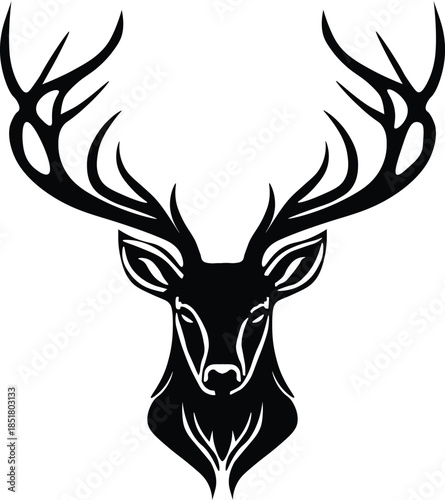 Stag head silhouette icon vector graphic deer antlers wildlife animalStag head silhouette icon vector graphic deer antlers wildlife animal