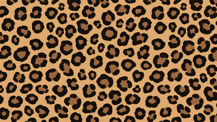 Gardinen Tiermuster A seamless pattern of a classic leopard print with irregular dark brown spots on a tan background.  © Purnomo
