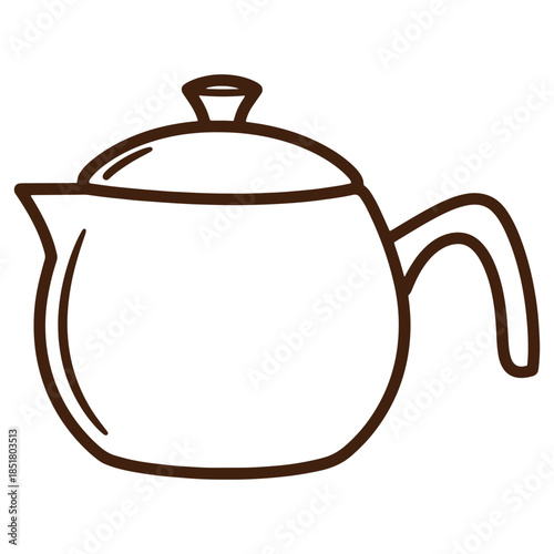 Simple line drawing of a teapot ideal for design and illustration purposes