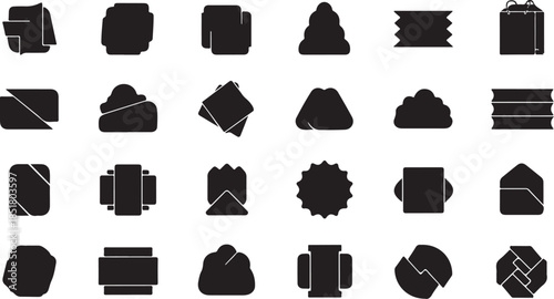 Black abstract shapes icon set design