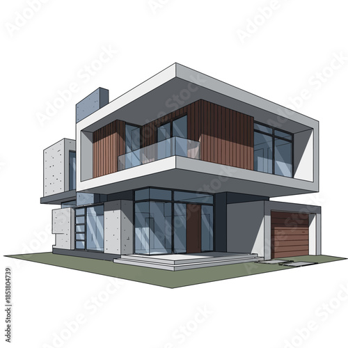 Modern residential apartment building featuring a new urban architecture with a white facade and blue glass windows under a clear sky