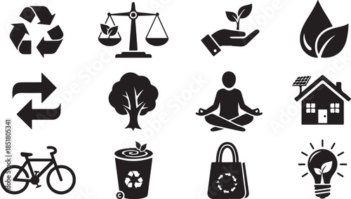 Collection of environmental and sustainability icons