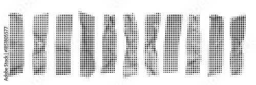 Dot tape icon set, halftone scotch, gradient adhesive tape pieces collection