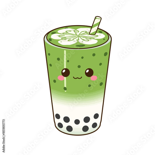 Japanese Macha Drink Design  Very Cute