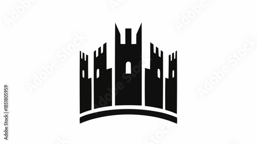 Black Silhouette of a Castle with Multiple Towers.