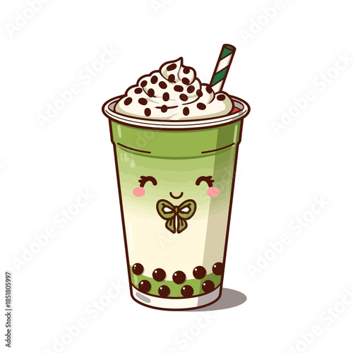Japanese Macha Drink Design  Very Cute