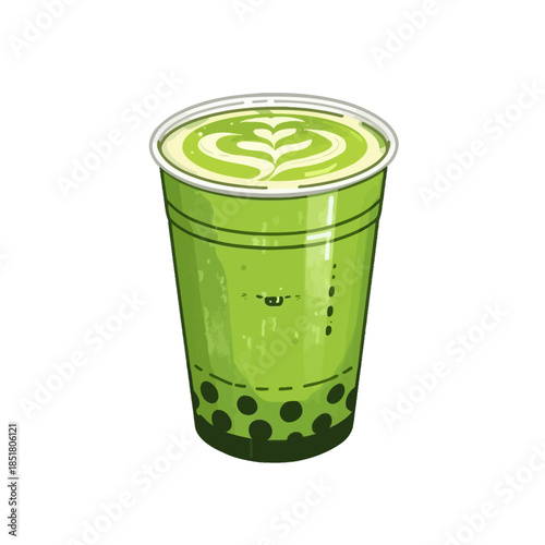 Japanese Macha Drink Design  Very Cute