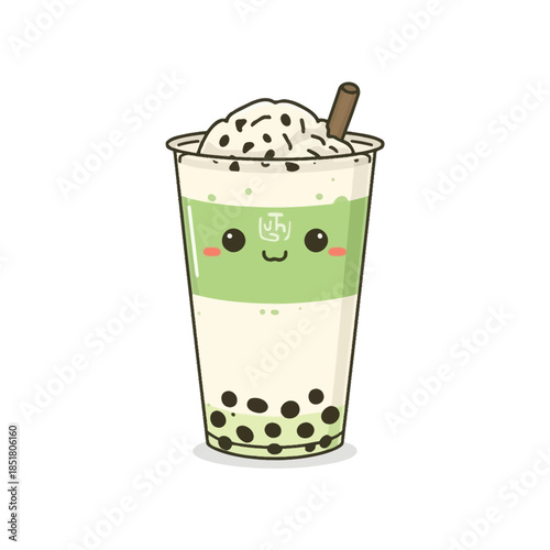 Japanese Macha Drink Design  Very Cute