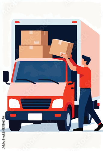 A person loads boxes onto a truck