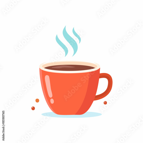 Hot beverage in a red cup with steam rising, perfect for a morning pick-me-up or a cozy break