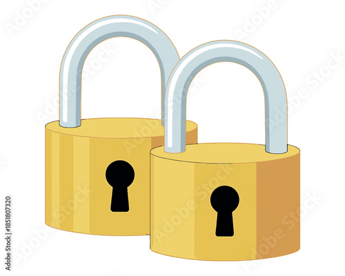 Two golden padlocks are shown side by side against a white background.