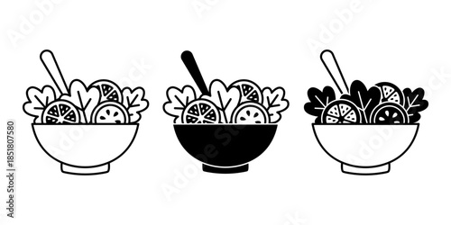 Salad Bowl Black Icon for Healthy Diet