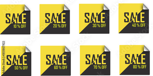 Yellow and Black Sale Discount Stickers