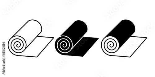 Yoga Mat Black Icon for Exercise and Wellness