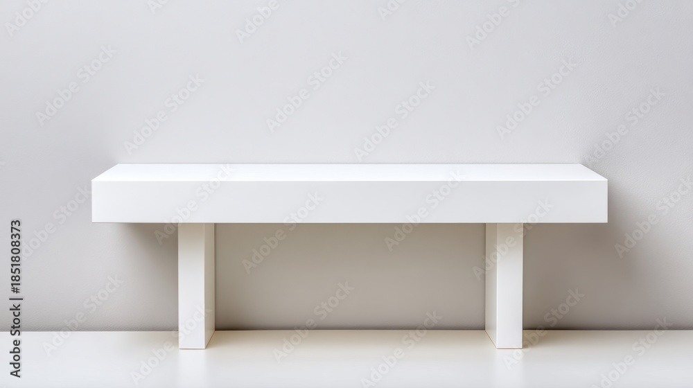 Fototapeta premium Modern Minimalist White Bench with Clean Lines Against a Neutral Background for Contemporary Interior Design