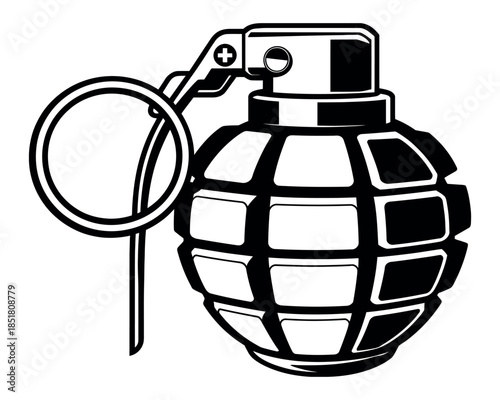 A stylized illustration of a fragmentation hand grenade.
