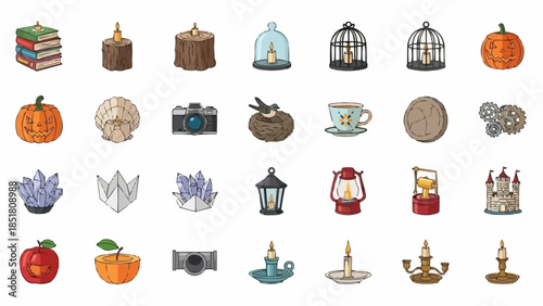 Collection of vintage and rustic objects and items.