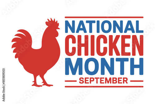 Celebrate National Chicken Month in September with a rooster graphic.