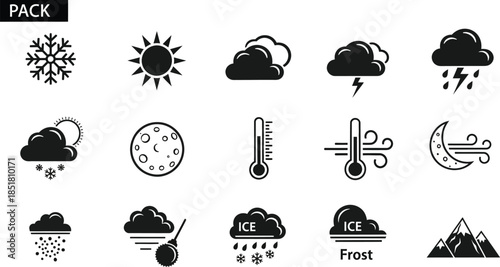 Weather icons pack for forecasting and climate design