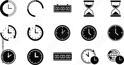 Various clock icons for time management and scheduling needs