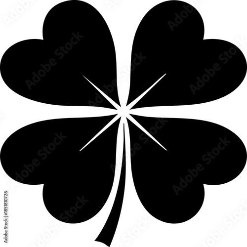 Black four-leaf clover icon for good luck and symbolism