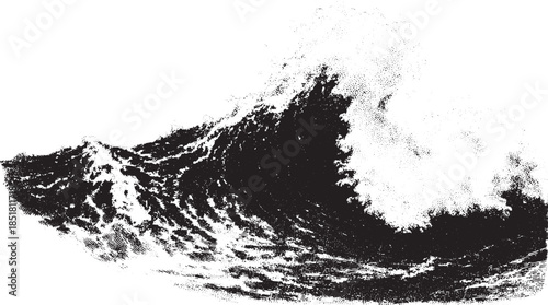 Wave illustration in black and white. Artistic vector design showcasing texture and movement in nature.