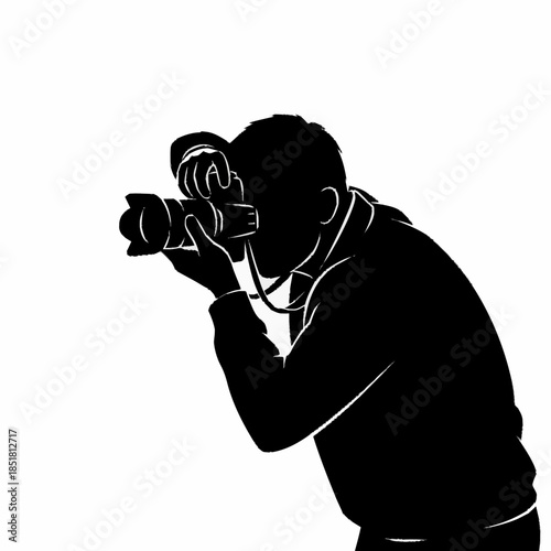 Silhouette of a photographer capturing a moment with a professional camera.