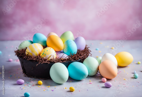 Colorful painted easter eggs