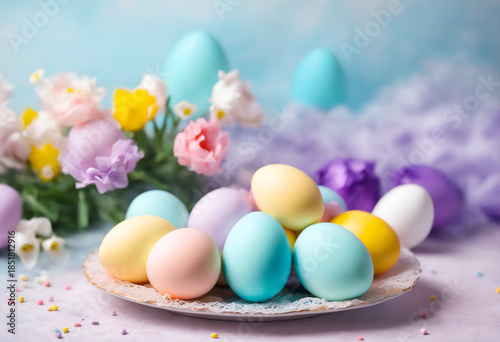 Easter pastel colorful eggs