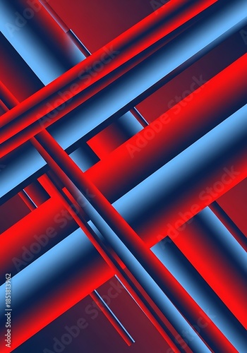 Abstract Red and Blue Lines - A Modern Geometric Design.